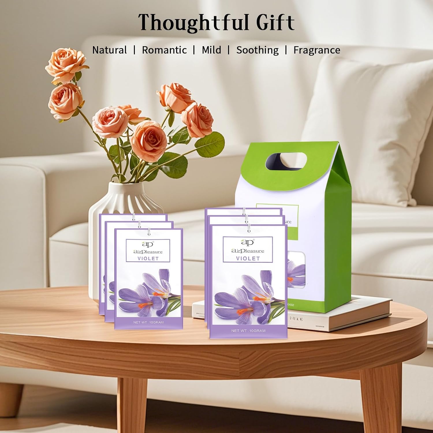 Violet Scented Sachets Bag 6 Pack for Drawers & Closets, Long-Lasting Sachets Bags Wardrobe Freshener, Drawer Deodorizer Fresh Scents Home Fragrance Air Freshener Bags for Home Room