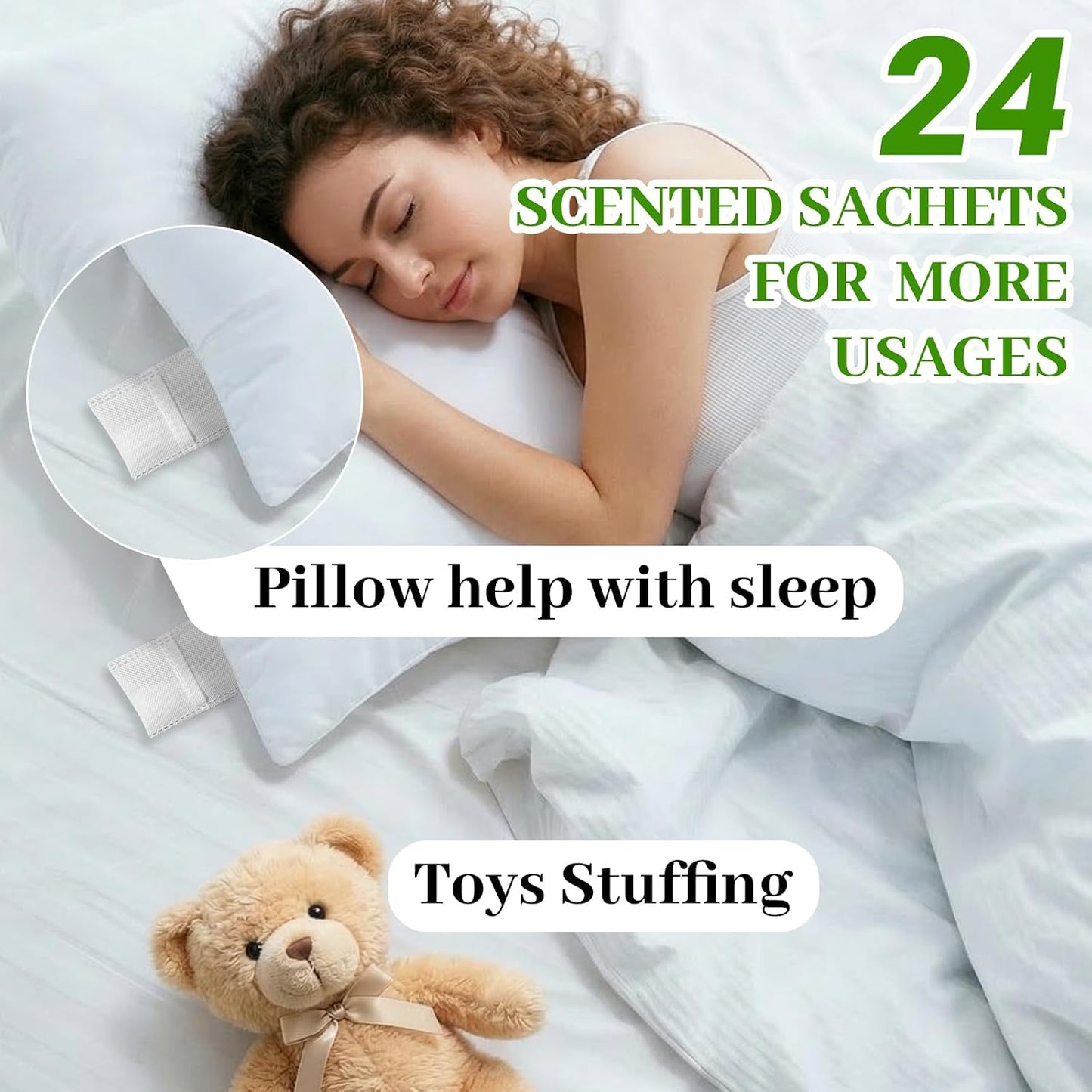 24 Pack Rosemary Sachets for Drawers and Closets, Natural Drawer Scented Sachets Deodorizers Closet Fresheners for Clothes with 10 Hanging Bags