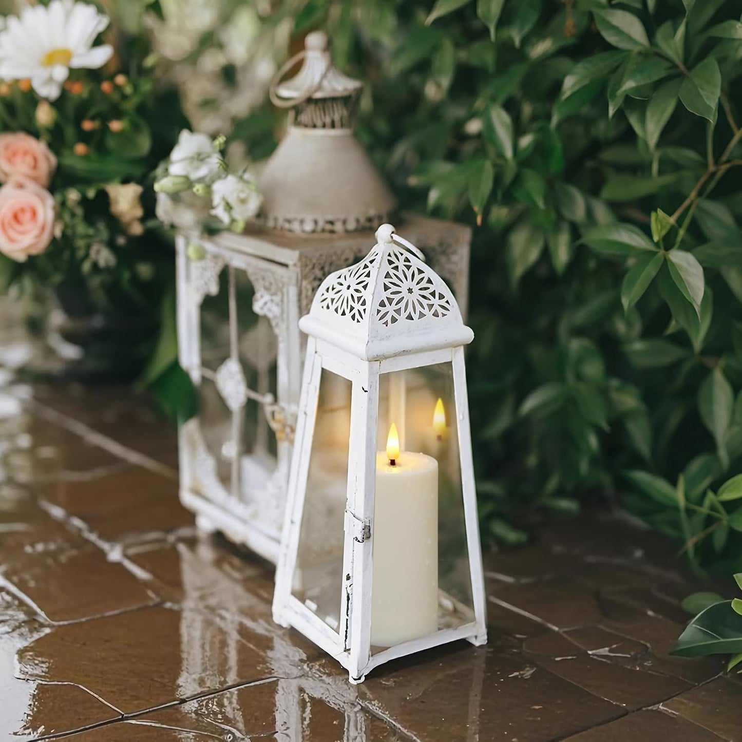 Flameless Waterproof 2.2" x4" 4" 5" 5" 6" 6" 7" 7" Pillar Candles with Remote Control and Timer, LED Battery Operated Plastic Ivory Pack of 8 Outdoor Flickering Warm Light