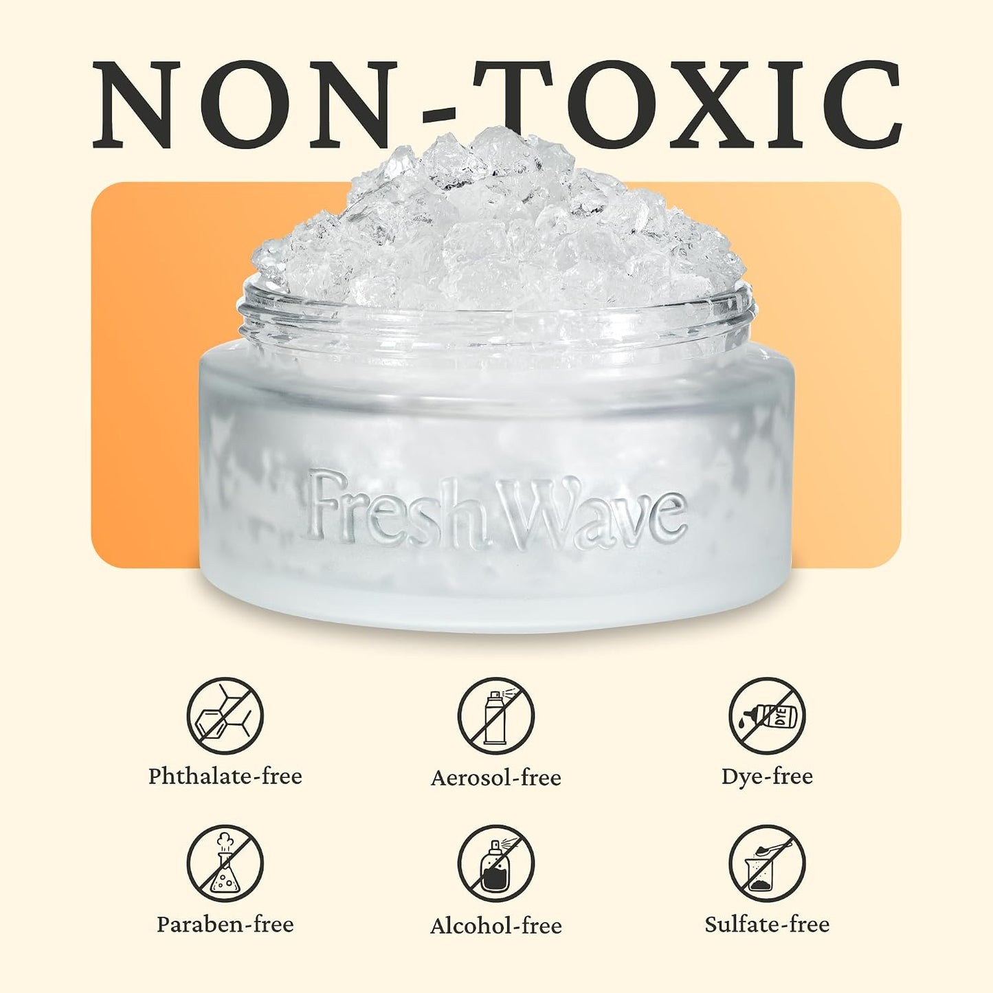 Fresh Wave Odor Removing Gel Eco-Refill, 63 oz. Orange Scent | 2 Empty Refillable Glass Jars | 2 Room Set