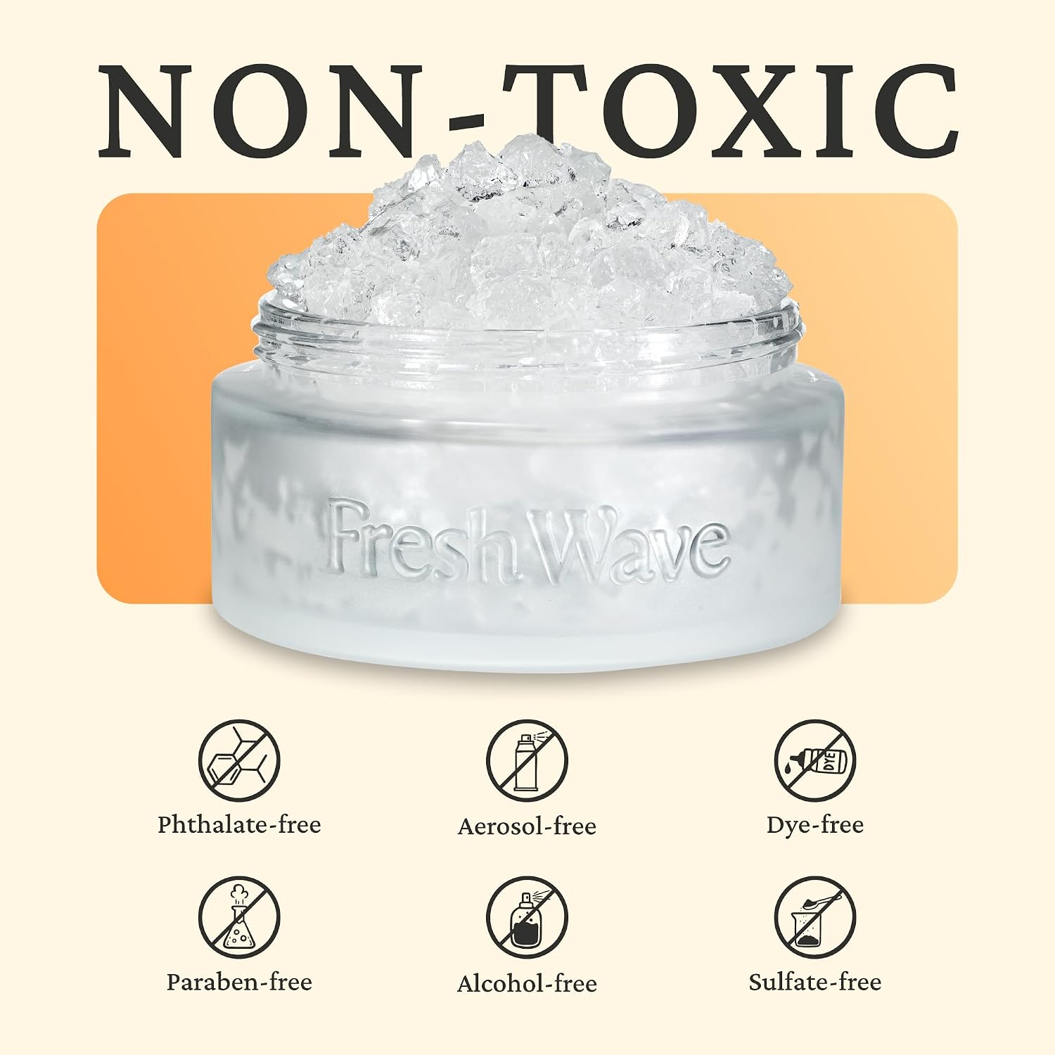 Fresh Wave Odor Removing Gel Eco-Refill, 63 oz. Orange Scent | 2 Empty Refillable Glass Jars | 2 Room Set