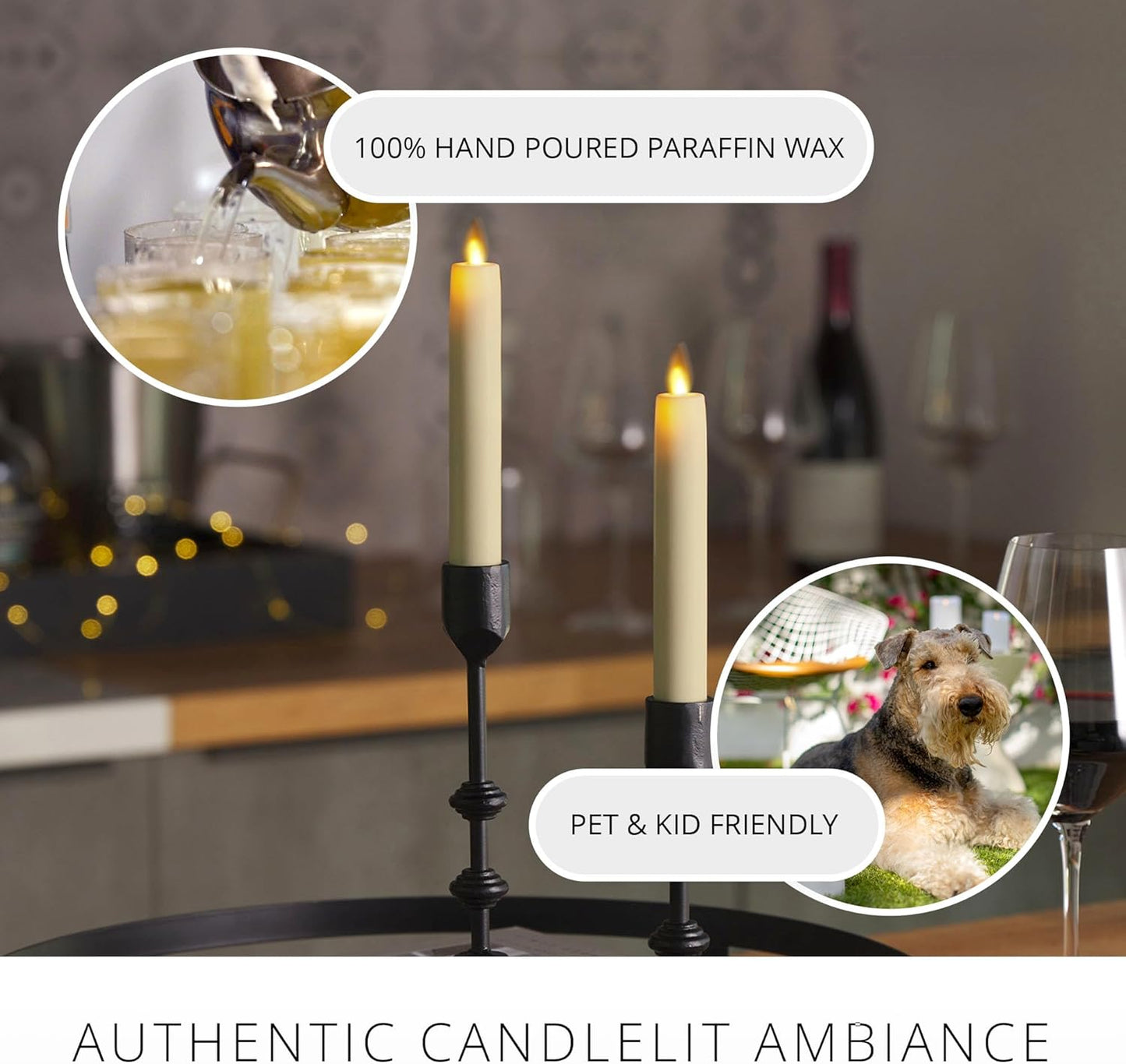 Luminara - Flameless Battery Operated Taper Candle - Ivory - Pack of 2-1x6 inch - LED Flickering Flame - Realistic Safe for Home Kids and Pets