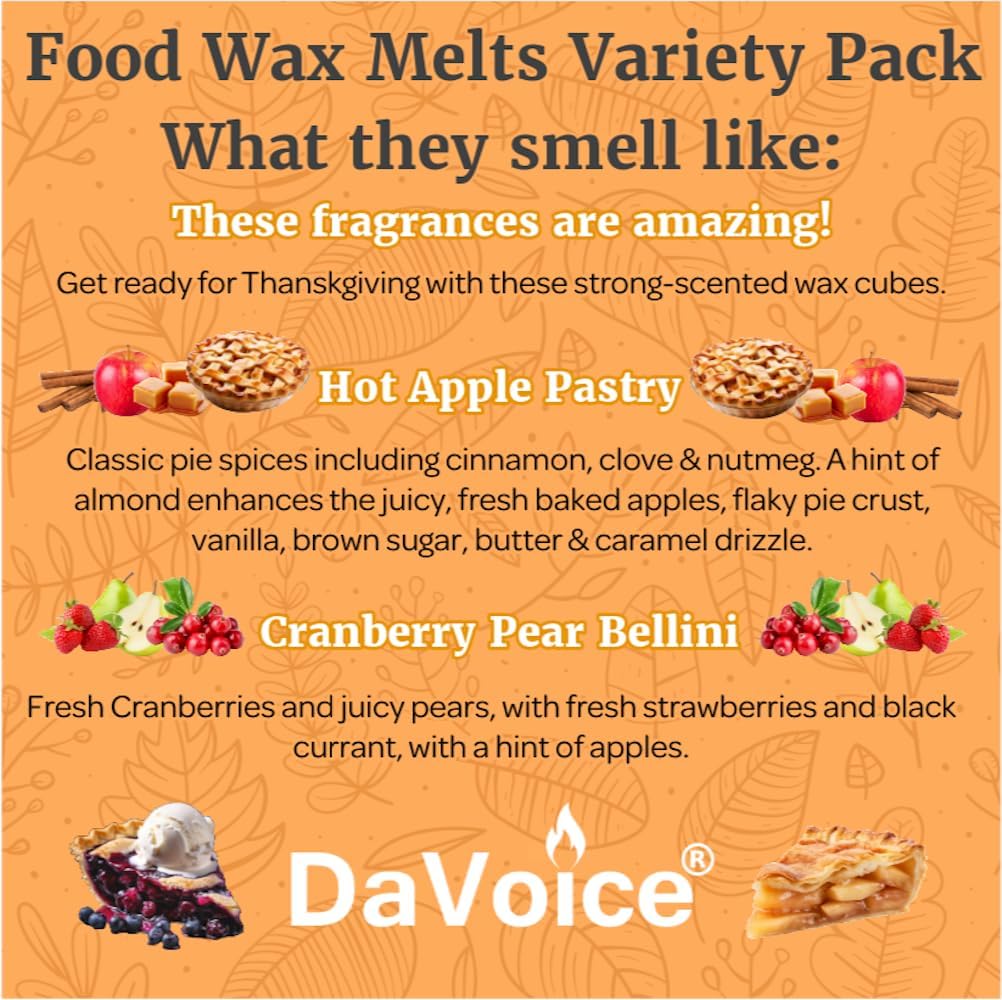 Fall Wax Melts Wax Cubes 5 Pack - Orange Cranberry Blueberry Apple Wax Melts Fall Scents, Soy Blend Fall Scented Wax Melts, Cookie Food Wax Melts (30 Cubes, 11 oz, Thanksgiving Wax Melts Variety Pack)