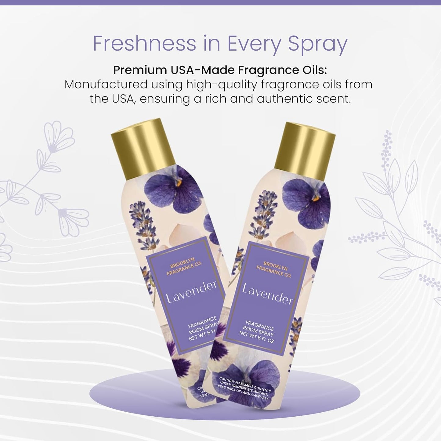 Brooklyn Fragrance Co. Spring Floral Room Spray – Premium Lavender Air Freshener -Long lasting home Fragrance Spray for Bathroom, office & small spaces- 6 Fl oz.