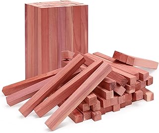 Homode Cedar Blocks for Clothes Storage, 50Pcs Cedar Sticks, Aromatic Red Cedar Wood Chips, Cedar Planks for Closets, Drawers, Wardrobe