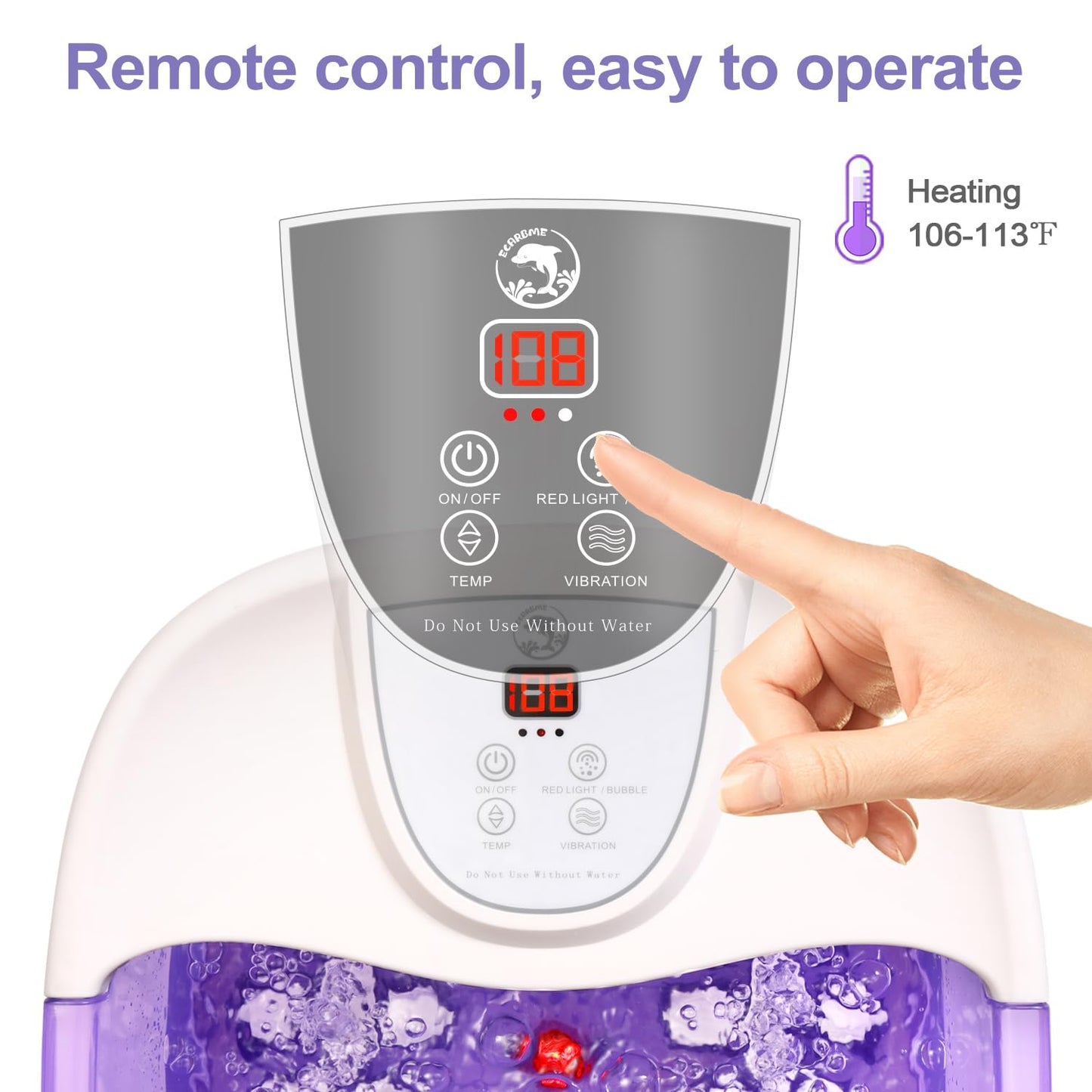 ECARBME Foot Spa Bath Massager with Heat, Foot Soaking Tub with 22 Massage Rollers, Temperature Control, Jets, Bubbles, Epsom Salt and Vibration, Foot Bath soak tub for Relaxation- Purple