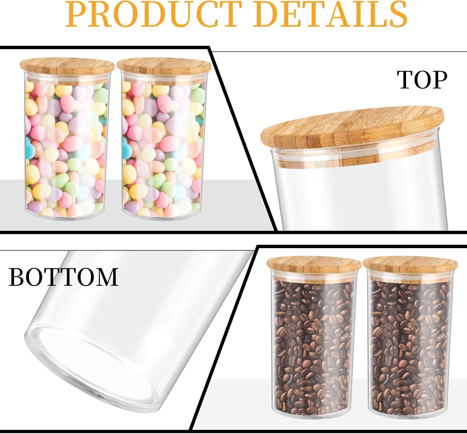 42oz Acrylic Bath Salt Jar with Wooden Scoop Flour Containers with Lids Airtight Epsome Salt Bath for Bathroom Kitchen（Hold 42 Ounces of Bath Salt）