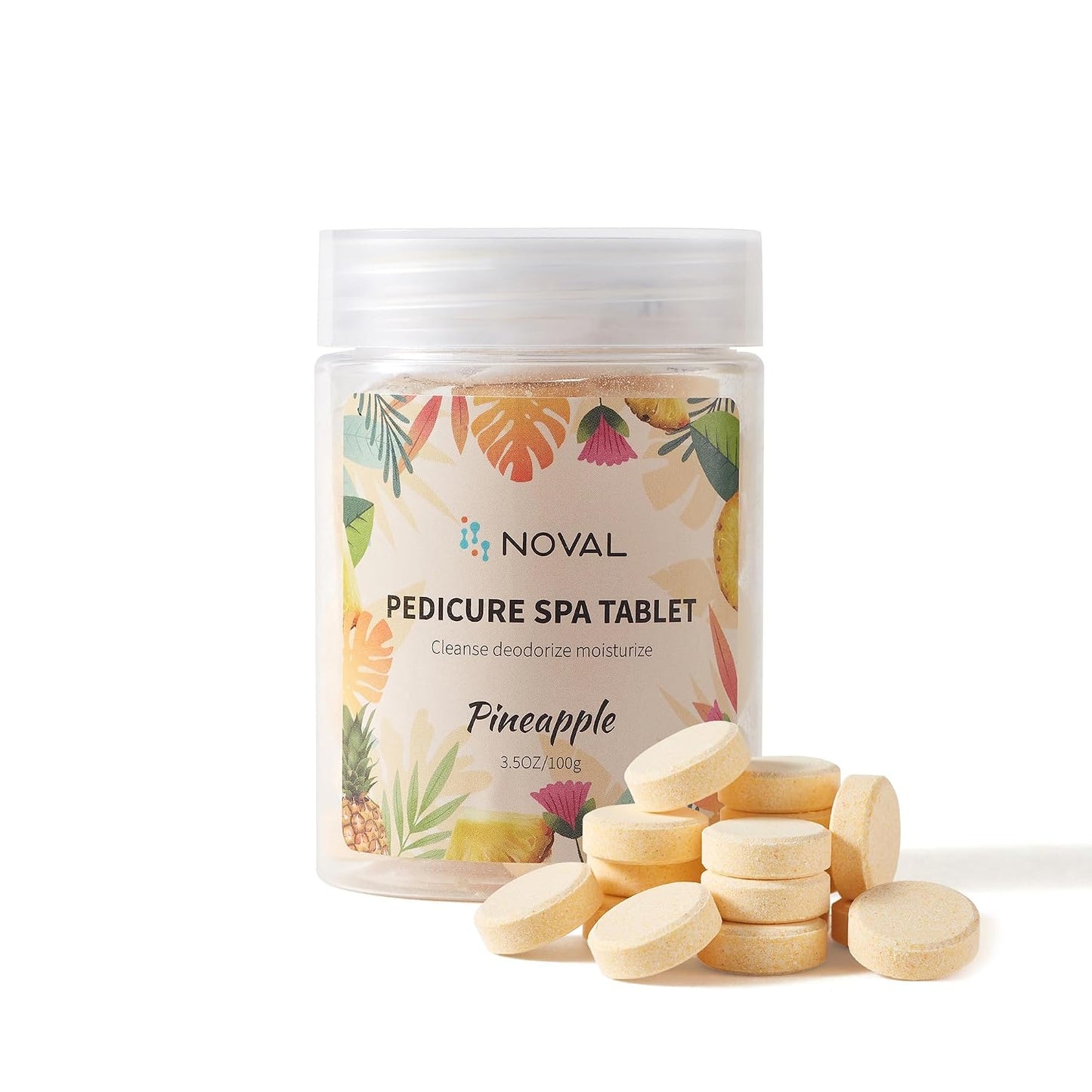 NOVAL Pedicure Spa Tablet - Fast Dissolving, Gentle & Portable Foot Soak for Softening Calluses & Hydrating Skin, Tiny Travel Size, Pineapple Scent