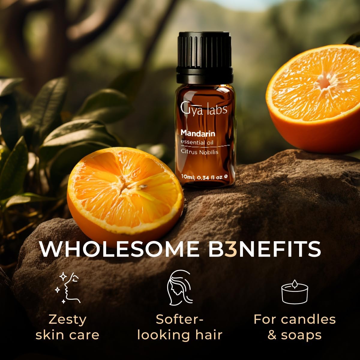 Mandarin Essential Oil for Skin & Grapefruit Essential Oil for Diffuser Set - Aromatherapy Grade Essential Oils Set - 2x0.34 fl oz - Gya Labs