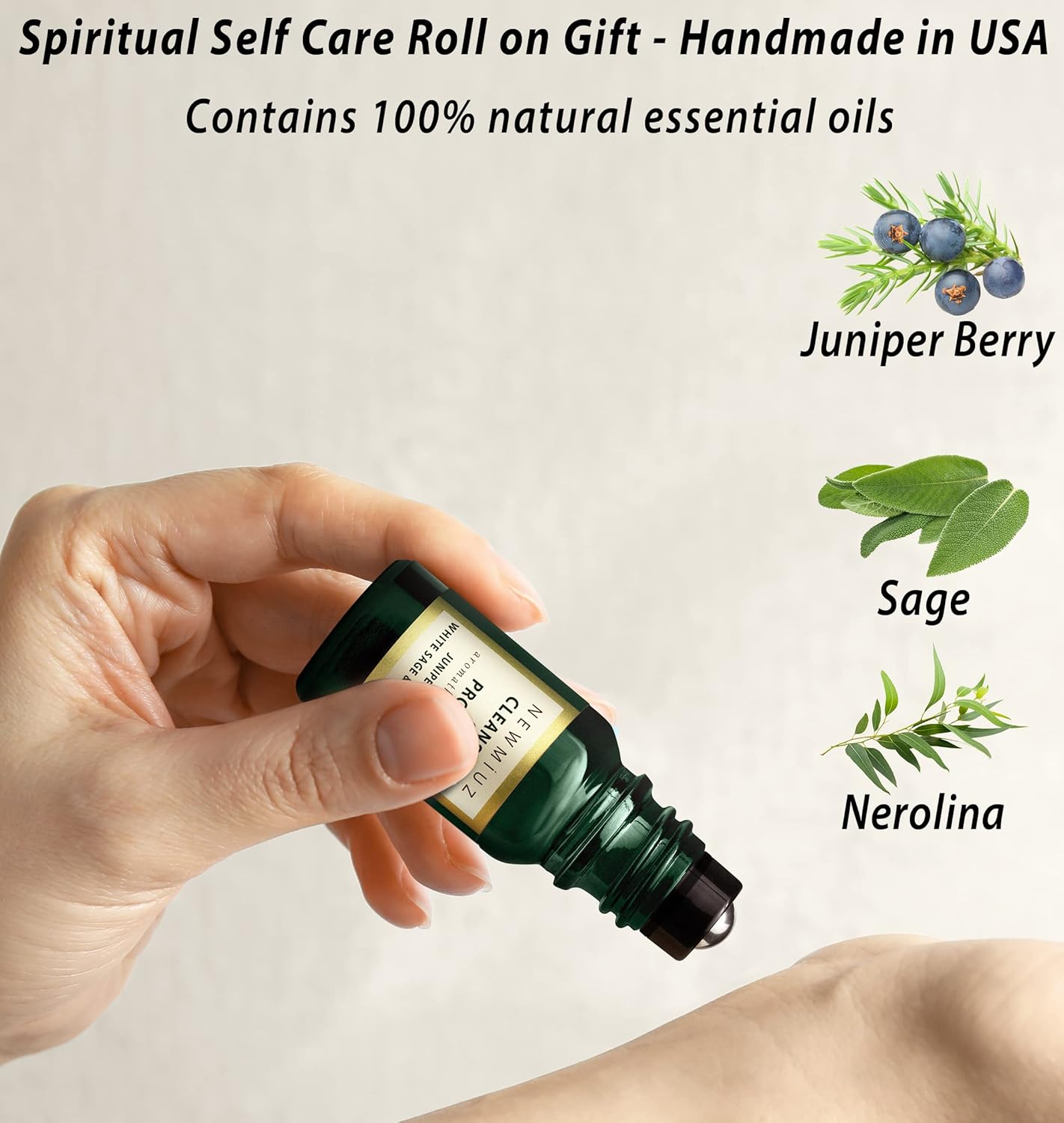 Headache Roll On Stick Peppermint Rosemary and Eucalyptus & Cleansing and Protect Juniper Berry White Sage with Nerolina Pack of 2