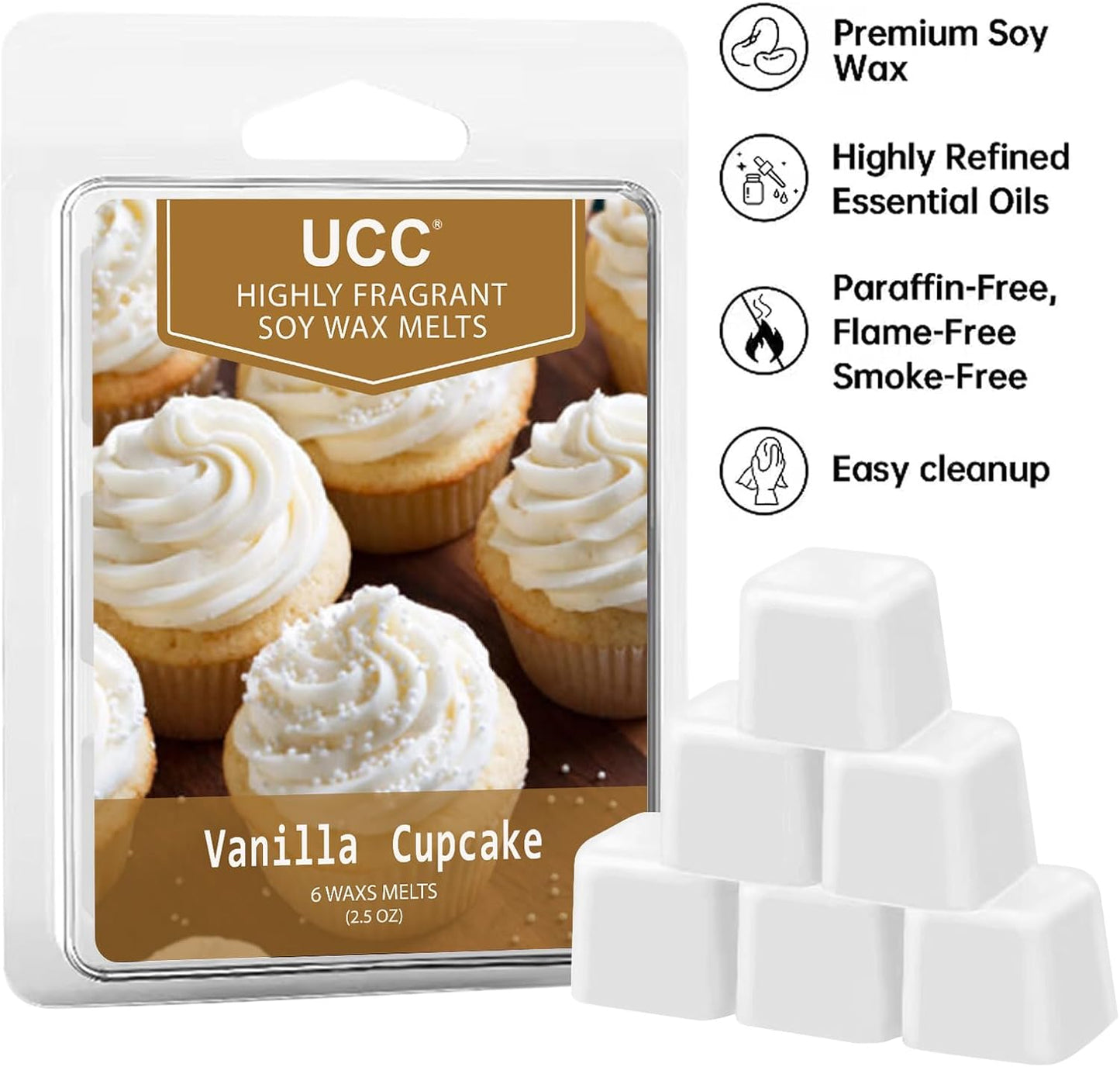 UCC Plant Based All Natural Wax Melts, Strong Fragrance, Long Lasting Premium Soy Scented Melts Cubes, Wax Melts Tarts, Colored Wax Melt - 4 Pack