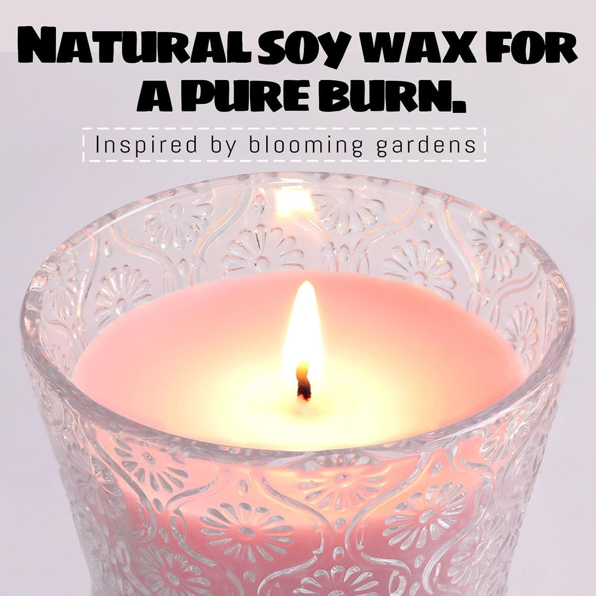 Rose Scented Candle, Pink Luxury Candles Jar Gift Women 40 Hours