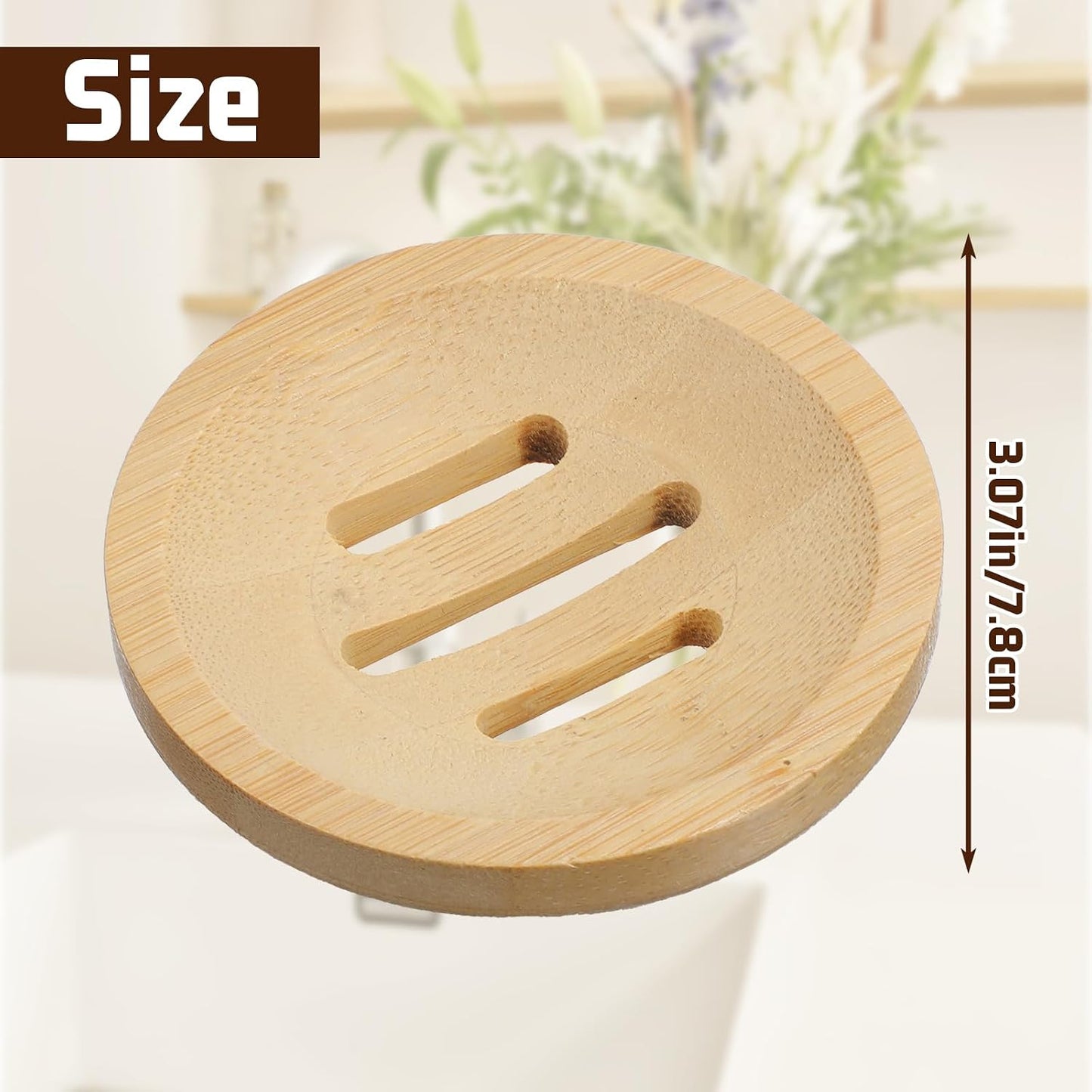 Ymapinc Bamboo Soap Holder, Natural Shower Steamer Holder, Round Wood Soap Tray for Home Bathroom