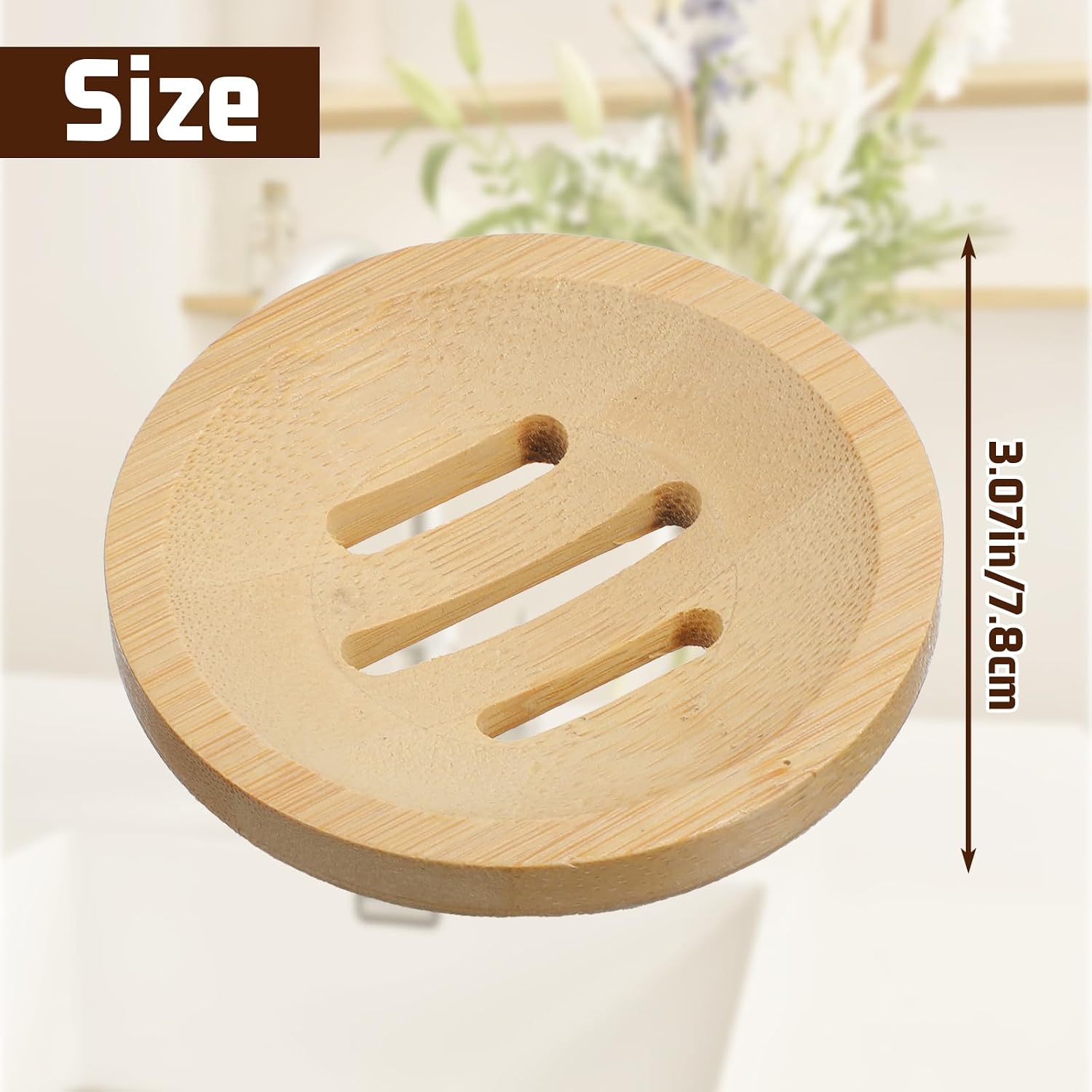 Ymapinc Bamboo Soap Holder, Natural Shower Steamer Holder, Round Wood Soap Tray for Home Bathroom