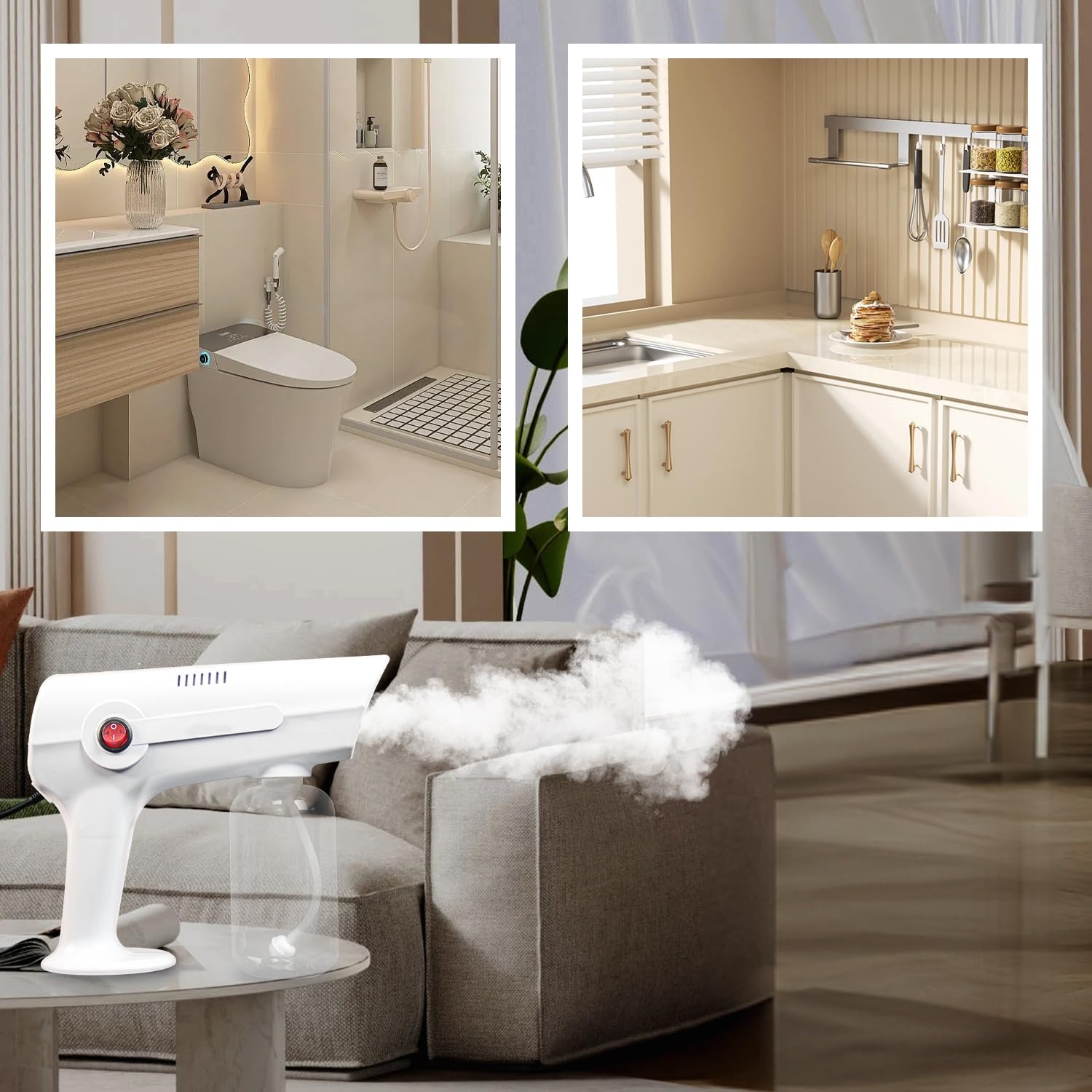 Portable Nano Atomizer with Red Blue Light Mist Gun Barber Hair Care Steamer Micro Mist Sprayer