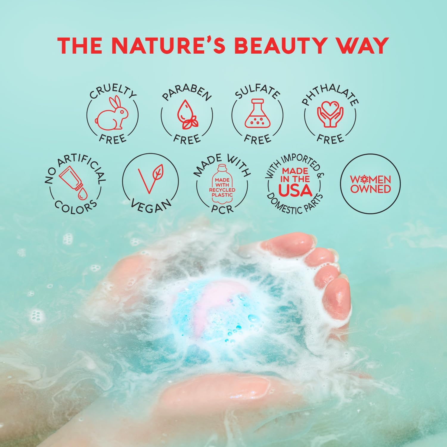 Nature's Beauty Unicorns & Rainbows, Pink Jasmine & Strawberry Scent Bath Bomb for Kids Multi-Pack - Natural, Non-Staining, Fun Bubbly Fizzy Spa Bomb, Made w/Coconut Oil + Witch Hazel, 5.5oz (4 Pack)