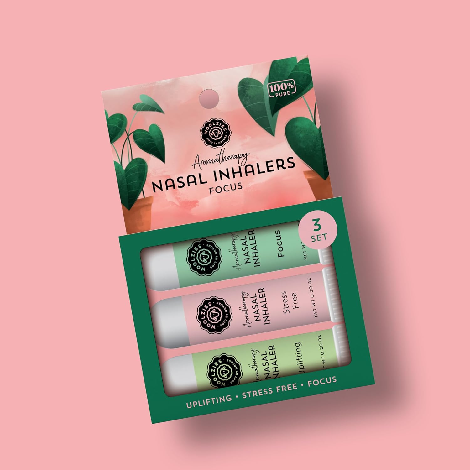 Aromatherapy Nasal Inhaler Sticks Collection - All-Natural Wellness Kit | Made with Undiluted Essential Oil Blends for Overall Well-Being (3 Pack, Focus)