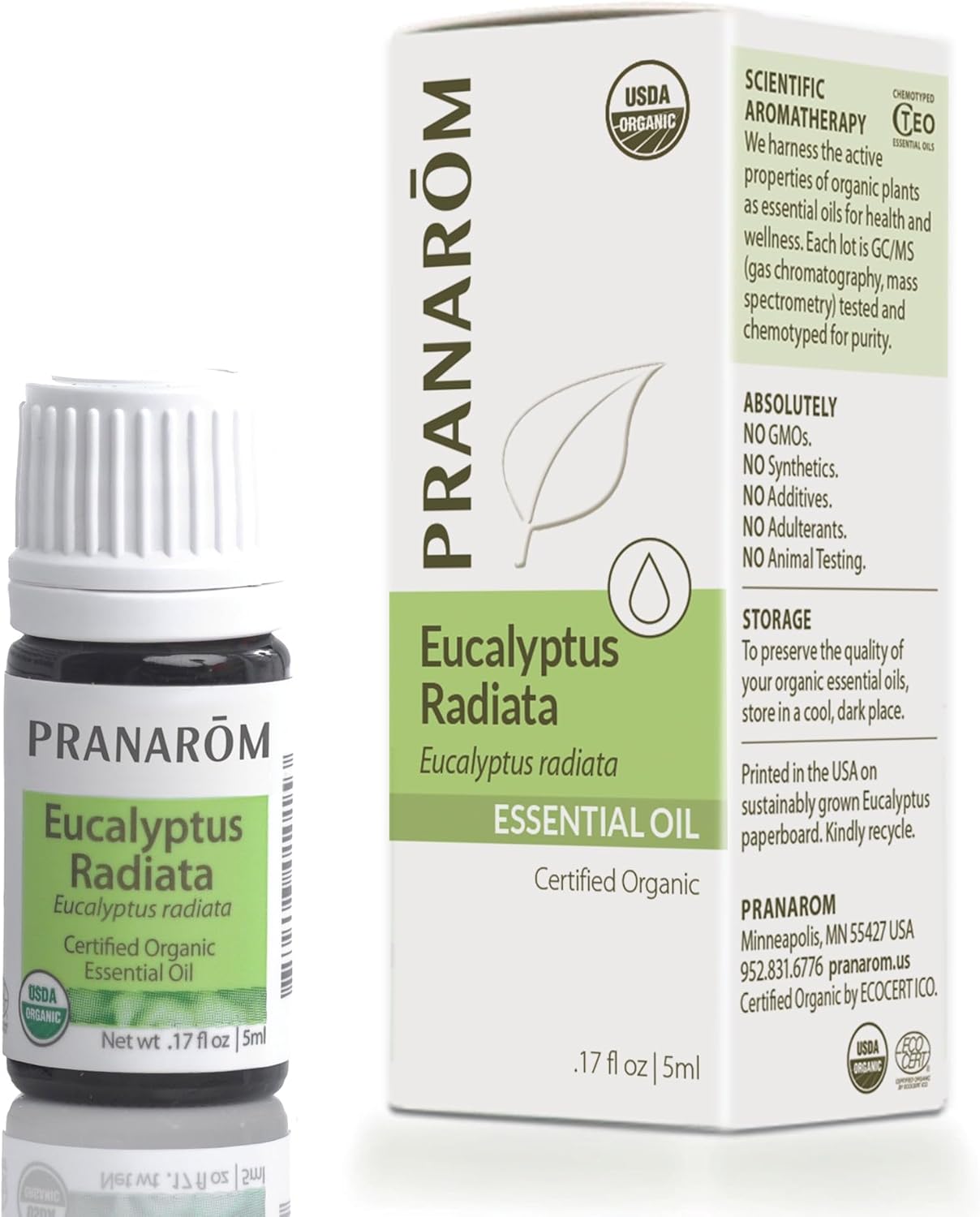 Pranarom - Eucalyptus Radiata Essential Oil 5ml - Diffusing for Relaxation Therapy - 100% Pure Organic Eucalyptus Oil - Gentle for Sensitive Skin