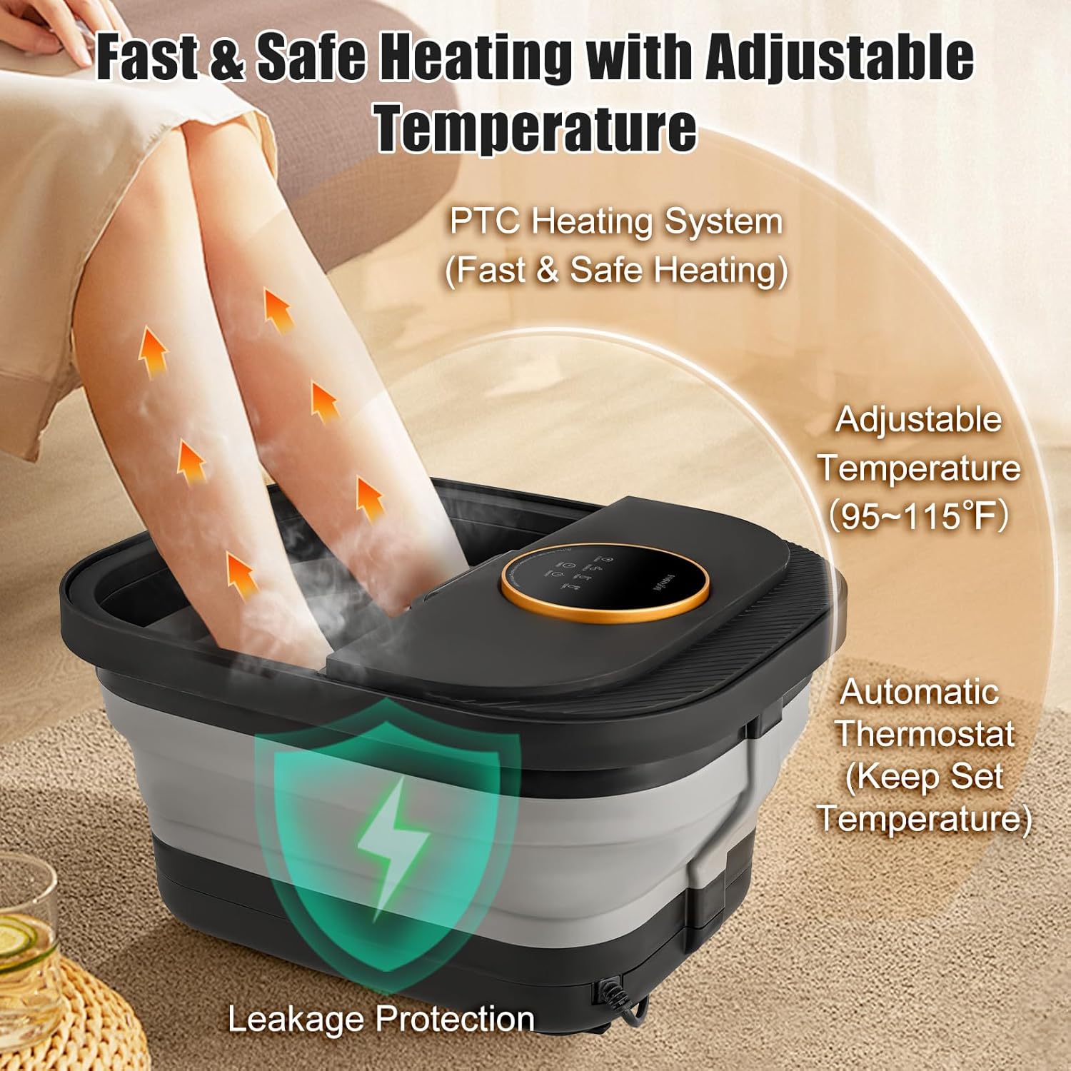 Foot Spa Bath Massager with Heat, Bubble, Temperature Control, Remote Control, Touchscreen, Pumice Stone, Pedicure Foot Spa Gift for Man Women Mother Father (Plus Size)