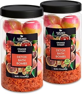 Nature's Beauty Orange Ginger Detox Bath Bomb Gift Set Multi-Pack - Luxury Fizzy Spa Bomb w/Citrus + Woodsy Patchouli Scent Made with Coconut Oil & Witch Hazel, 17.5 oz | 10 ct ea (2 Pack)