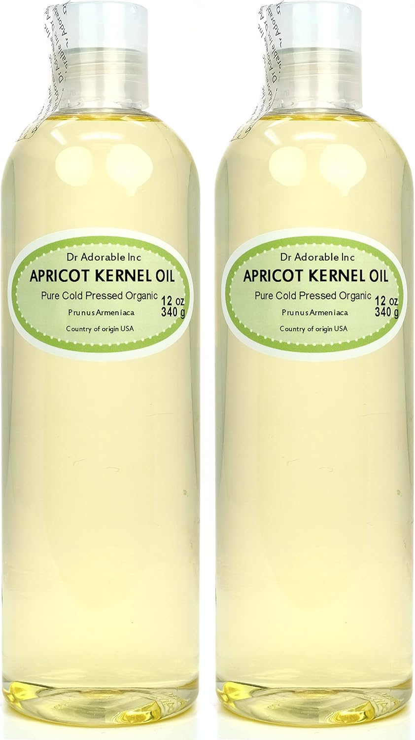 Dr Adorable - 24 Oz - Apricot Kernel Oil - 100% Pure Natural Organic Cold Pressed (2 of 12 Oz Bottles)