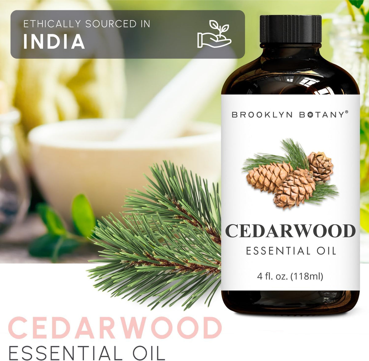 Brooklyn Botany Sweet Orange & Cedarwood Essential Oils – 4 Fl Oz (Pack of 2) – 100% Pure & Natural – Grounding & Uplifting Aromatherapy Blend