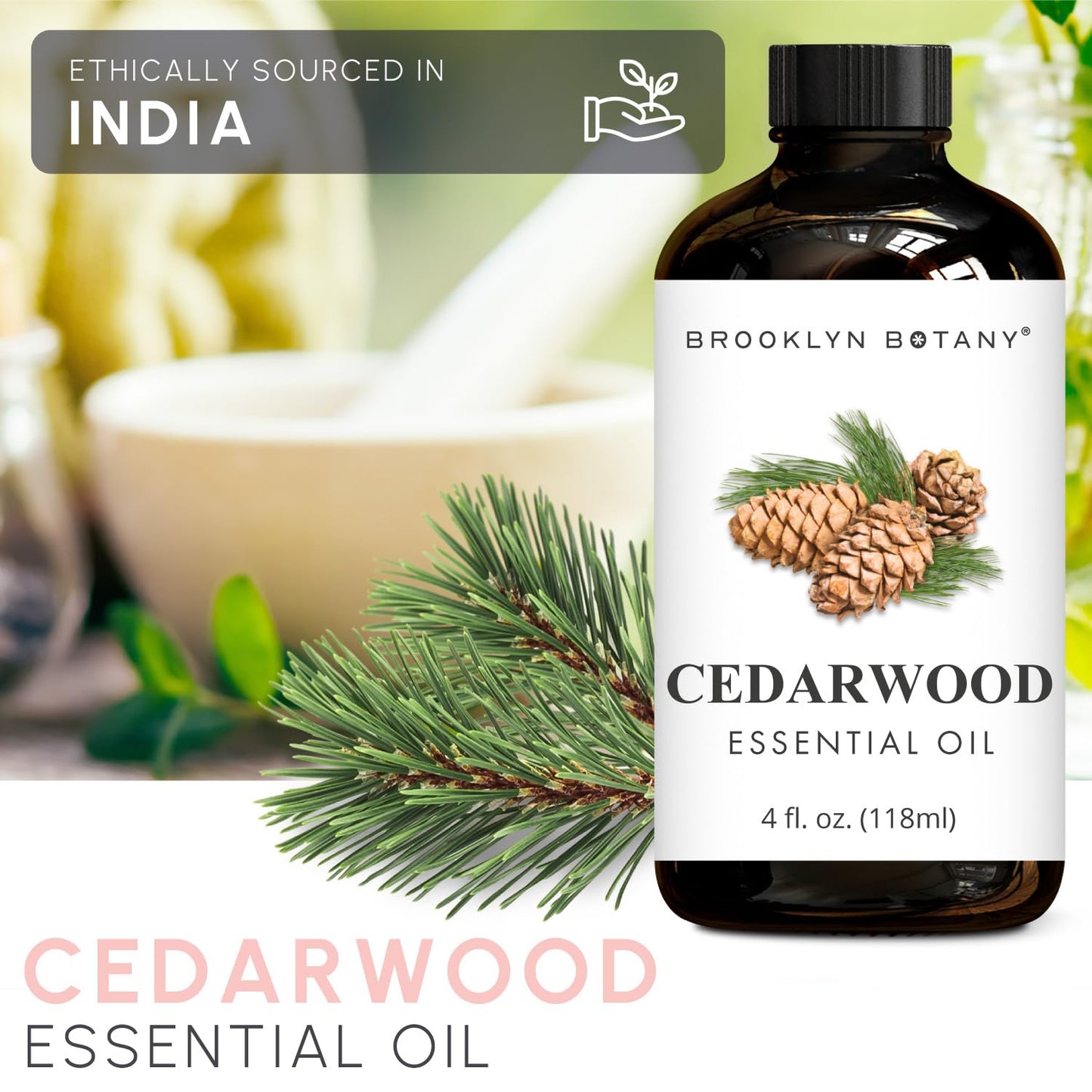 Brooklyn Botany Lavender & Cedarwood Essential Oils – 4 Fl Oz (Pack of 2) – 100% Pure & Natural – Premium Grade Aromatherapy Oils – Deep Relaxation Blend