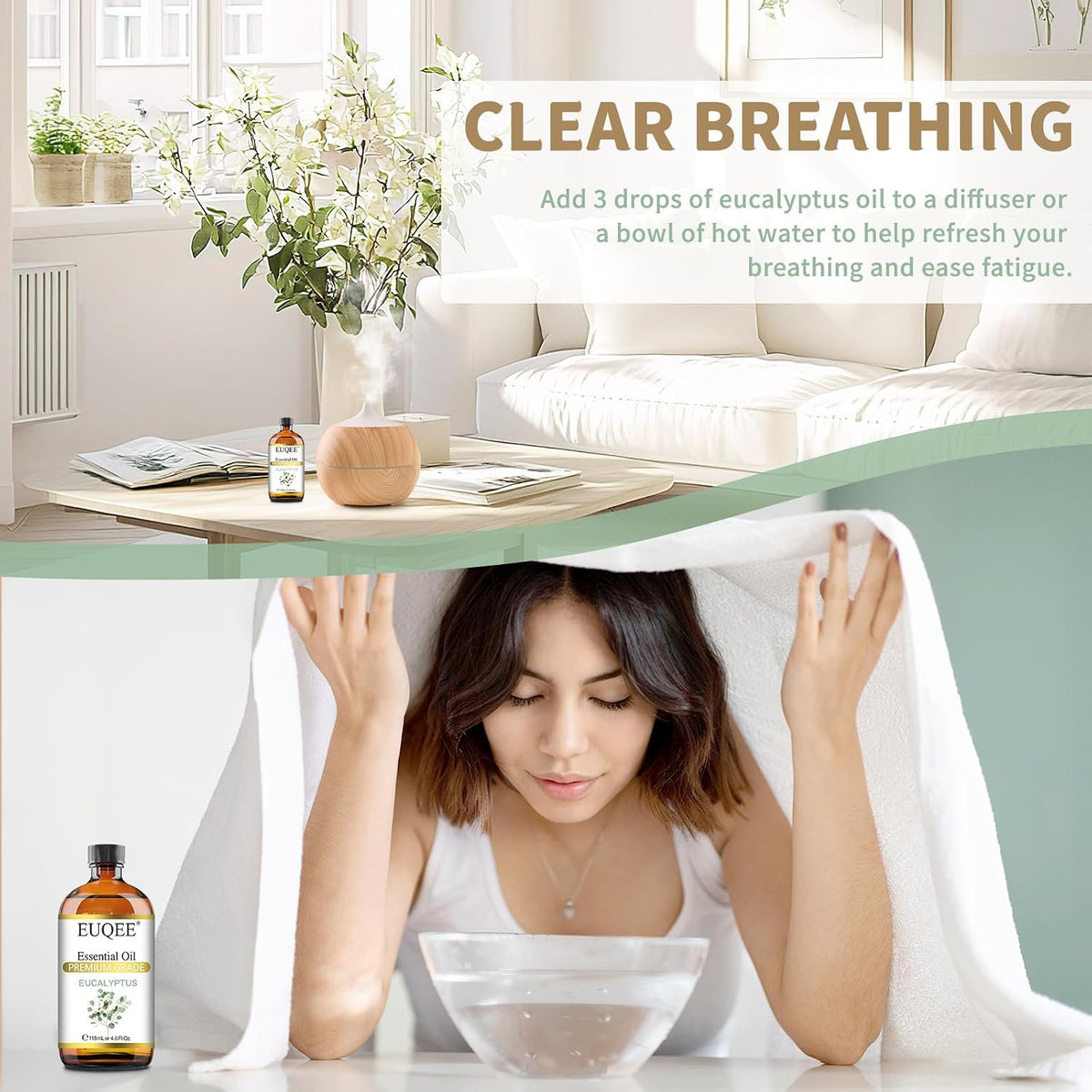 EUQEE Eucalyptus Essential Oil for Spray 118ml/4Fl.Oz
