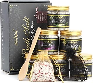 Epsom Bath Salts for Soaking Lavender, Eucalyptus & Rose Bath Salts for Women Relaxing,6pc Self Care Gift Set with Chamomile & Mint Spa Grade Muscle Relief,Natural Essential Oils,Sensitive Skin Safe