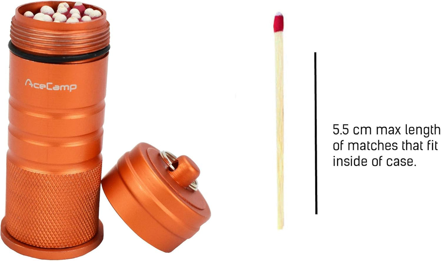 AceCamp Waterproof Matchbox Canister, Airtight Match Container, Watertight Box Keeps Matches Dry for Camping, Survival, Outdoors, Backpacking, Hiking, Campfire, Emergency