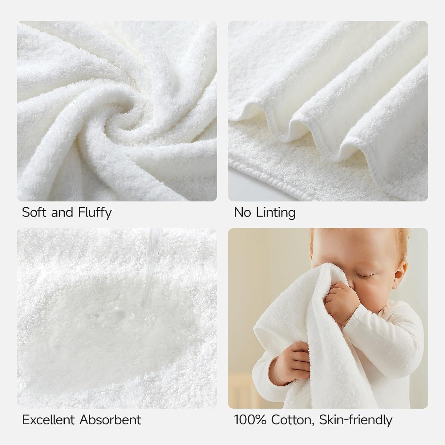 REDKISS Ultra-Plush Bath Towel Set - 900GSM Premium Thick Cotton for Bathroom & Spa, Super Absorbent Quick-Dry Bath Sheets with No Shedding (4-Piece Set for Adults, Luxury Hotel & Home Use)-White
