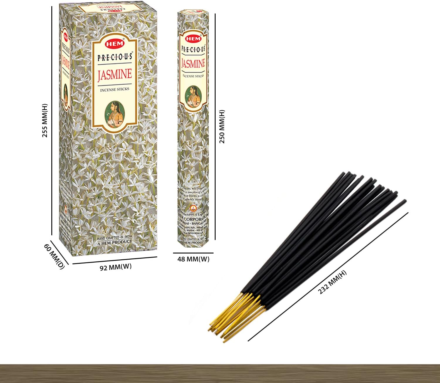 HEM Precious Jasmine Incense Sticks – 120 Count (6 Boxes of 20) | Uplifting Sweet Floral Fragrance for Meditation, Prayer, Relaxation & Spiritual Cleansing 9 Inch Long | Precious Jasmine fragrance incense sticks.