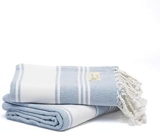 Salt Earth Cotton Turkish Beach Towel (Set of 2, 36"x72") - Soft, Quick Dry, Sand Resistant, Absorbent Towels for Bathroom, Home, Travel, Pool, Spa, Bath, Swim - Beach Towels Oversized (Sky Blue)