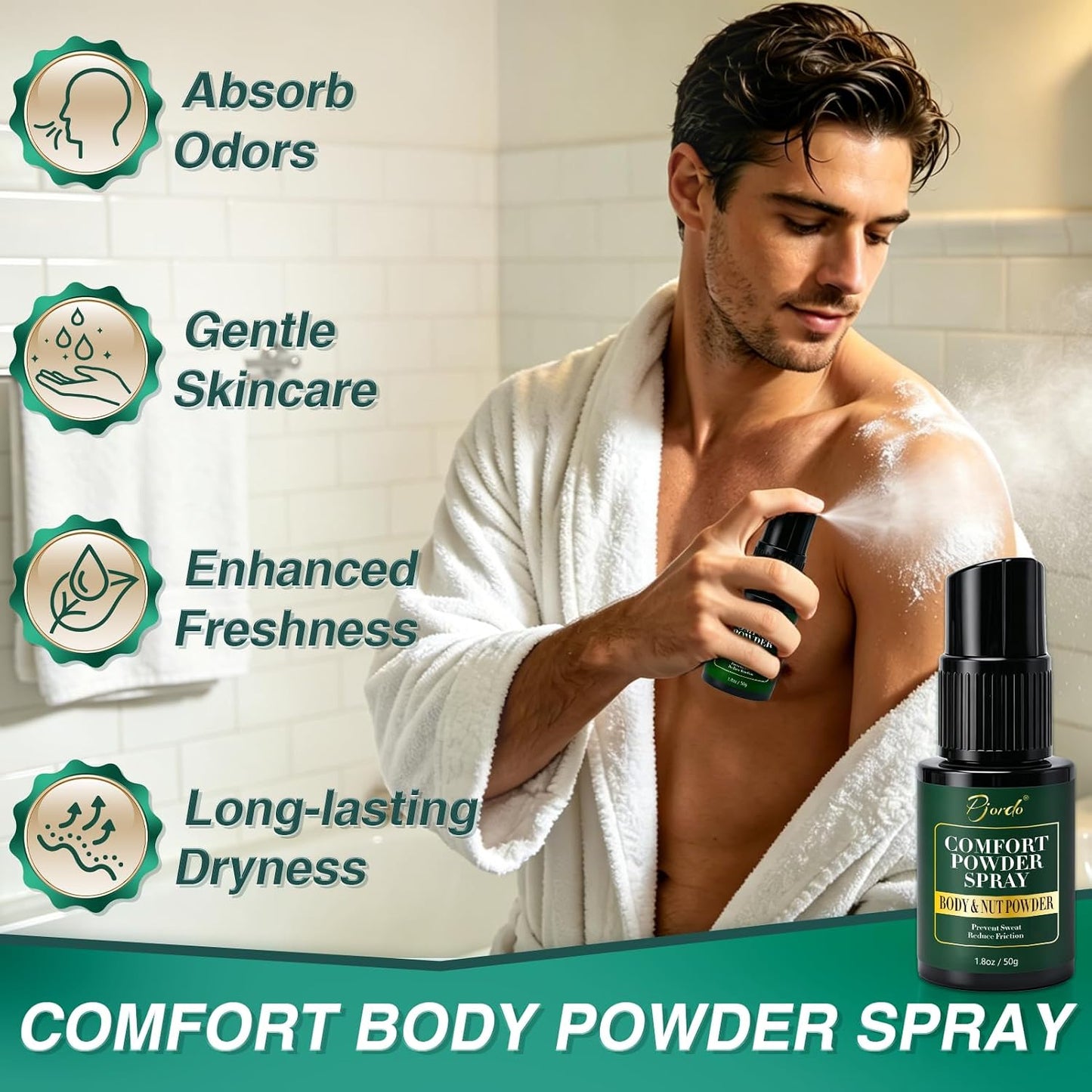 Pjordo Shower Steamers for Men, Fathers Day Gift for Dad, 8 Pcs Shower Bombs with Natural Essential Oil & 1 Pcs Body Powder for After Shower, Self Care Aromatherapy Relaxation Home Spa