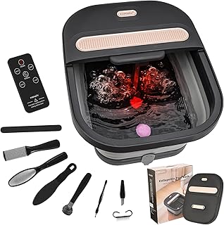 Collapsible Foot Spa Bath with Massager and Heat and Bubble Jets, Temperature Control, Remote Control, Pumice Stone, Pedicure Foot Spa for Relaxation Gift for Women Man