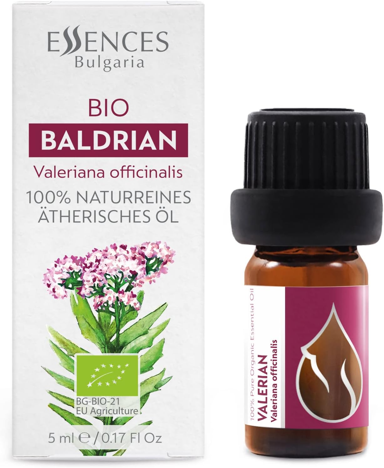 Essences Bulgaria Organic Valerian Essential Oil 0.17 Fl Oz | 5ml | Valeriana officinalis | 100% Pure and Natural | for Good Sleep, Relaxation | Aromatherapy | Therapeutic Grade