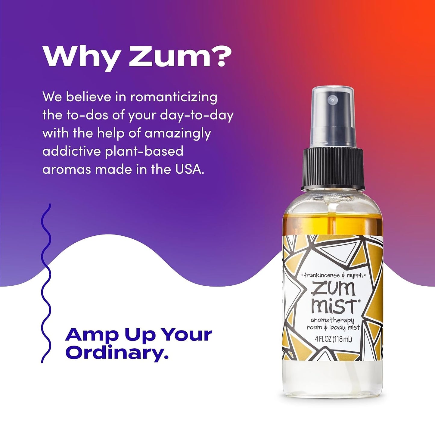 Indigo Wild Zum Mist Room & Body Spray - Aromatherapy Essential Oil Spray - Natural Body Mist & Room Spray - Frankincense & Myrrh Scent - 4 fl oz