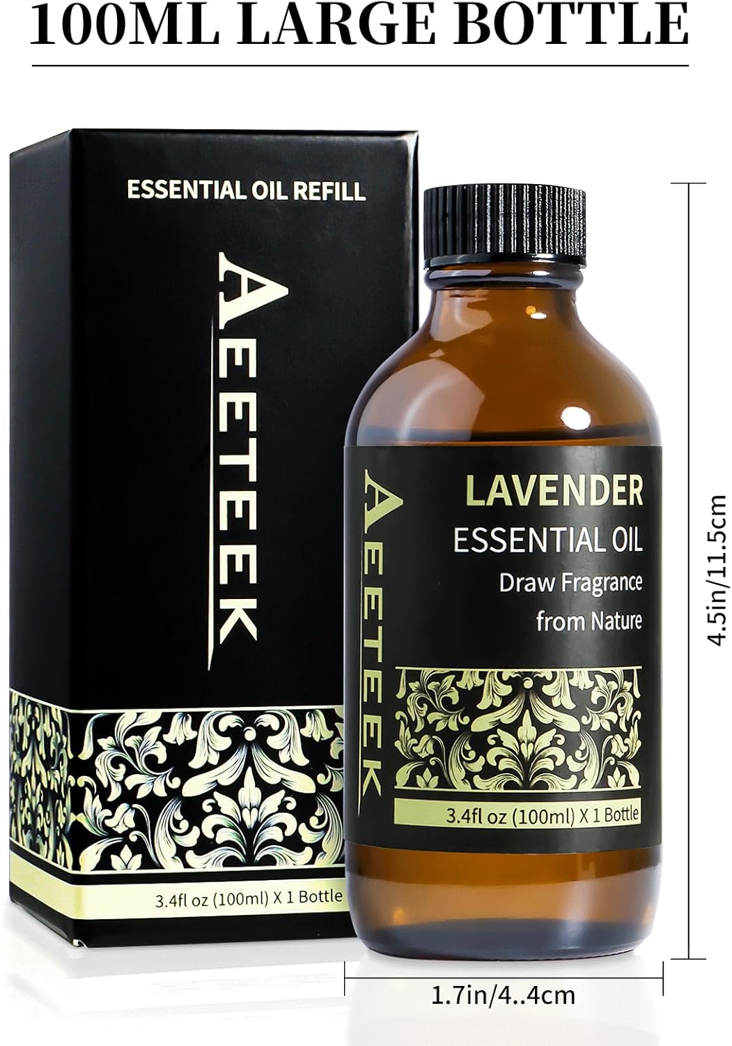 100ml Peppermint Essential Oil Refill for Waterless Diffuser, 3.4Fl Oz Aroma Oils for Air Spray, Long-Lasting Mint Home Fragrance, Bathroom Air Freshener
