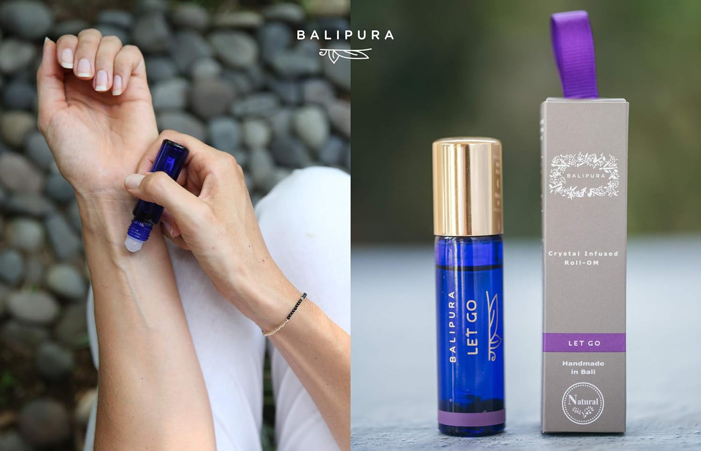 BALIPURA - Let Go Roll On with Cinnamon Essential Oil and Amethyst Crystals - Essential Oils Blends, Organic Essential Oils for Cleaning - Relaxation Gifts for Women