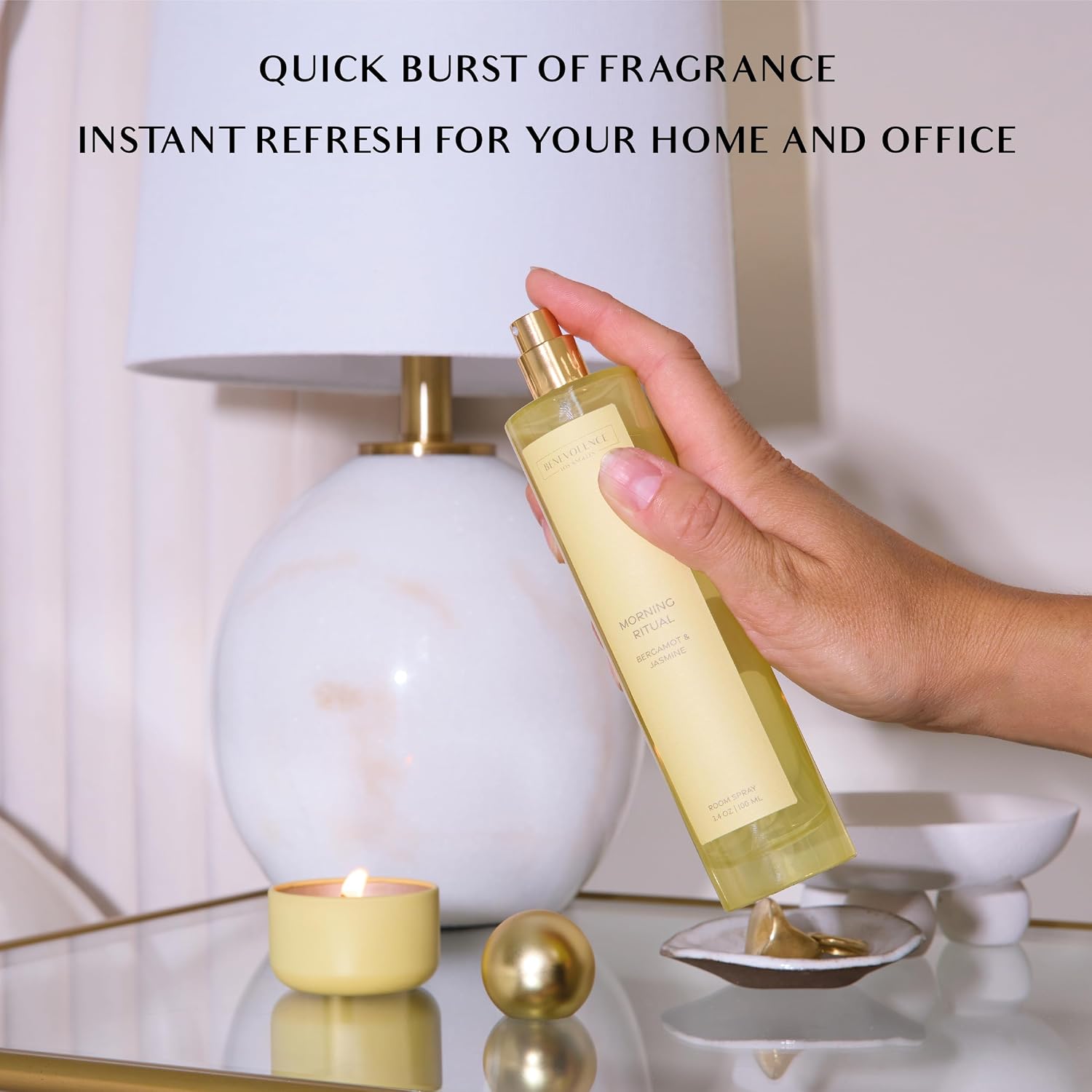 Bergamot & Jasmine Room Spray | Benevolence LA Air & Fabric Freshener for Home & Linen | Fresh Floral Scent, Relaxing Home Fragrance, Gift Idea for Women