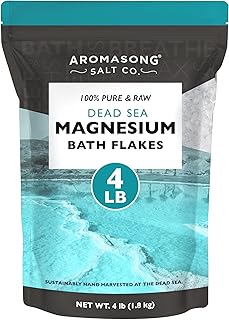 Aromasong Dead Sea Magnesium Flakes for Bath - More Than 16,325 Mg Magnesium Chloride per Bath - Superior Alternative to Epsom Salt - Used as Muscle & Foot Soak - 4 Lb Bag