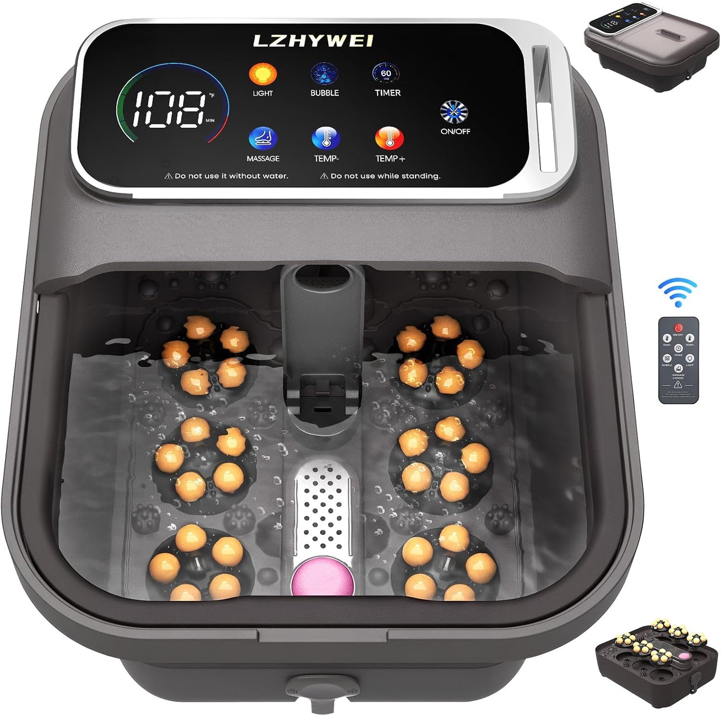 Collapsible Foot Spa with Heat, Electric Foot Bath Massager with Color Touchscreen, 30 Motorized Shiatsu Massage Balls, Temp Control, Bubbles, Remote, Professional Feet Soak Tub for Home