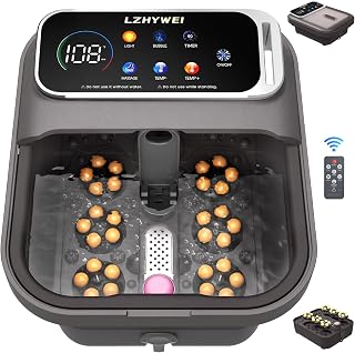 Collapsible Foot Spa with Heat, Electric Foot Bath Massager with Color Touchscreen, 30 Motorized Shiatsu Massage Balls, Temp Control, Bubbles, Remote, Professional Feet Soak Tub for Home
