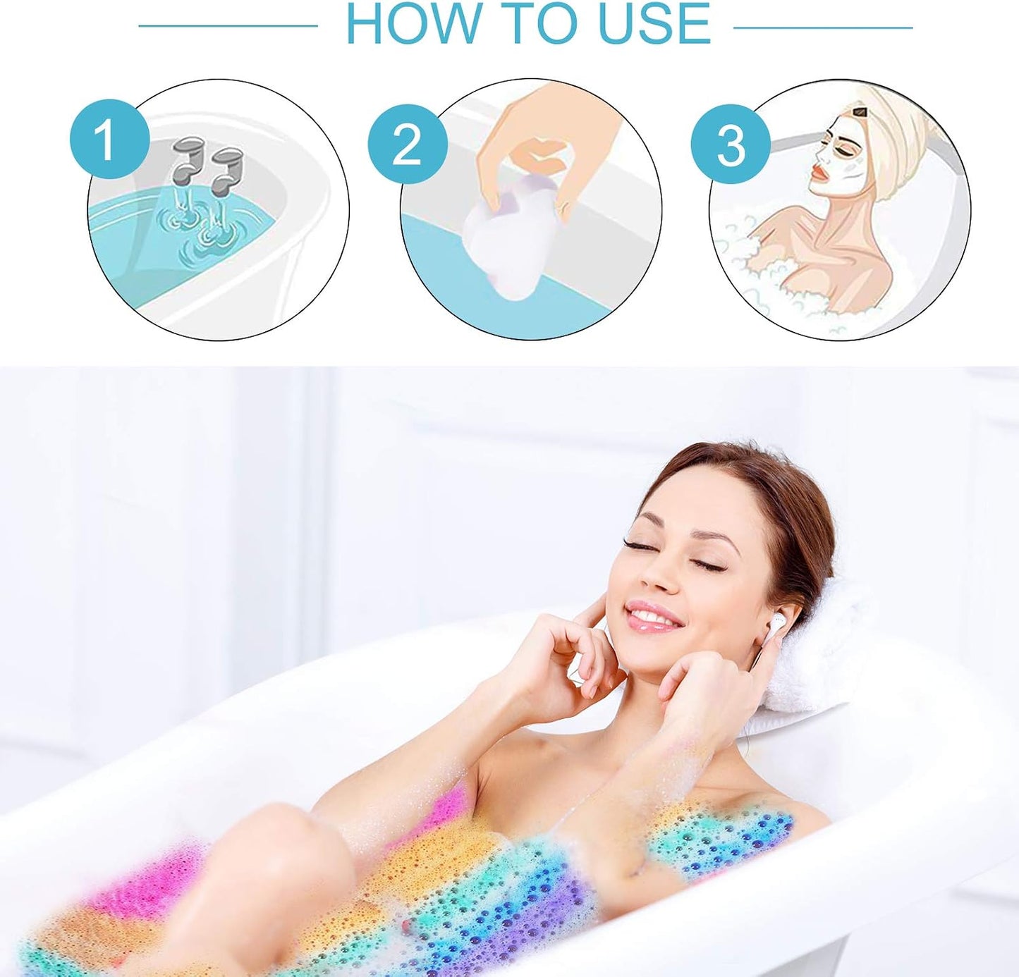 Rainbow Bath Bomb Gift Set, Organic & Natural Rainbow Cloud SPA Bath Bombs for Aromatherapy Relaxation Soak to Moisturize Skin, for Christmas Gifts for Women and Kids