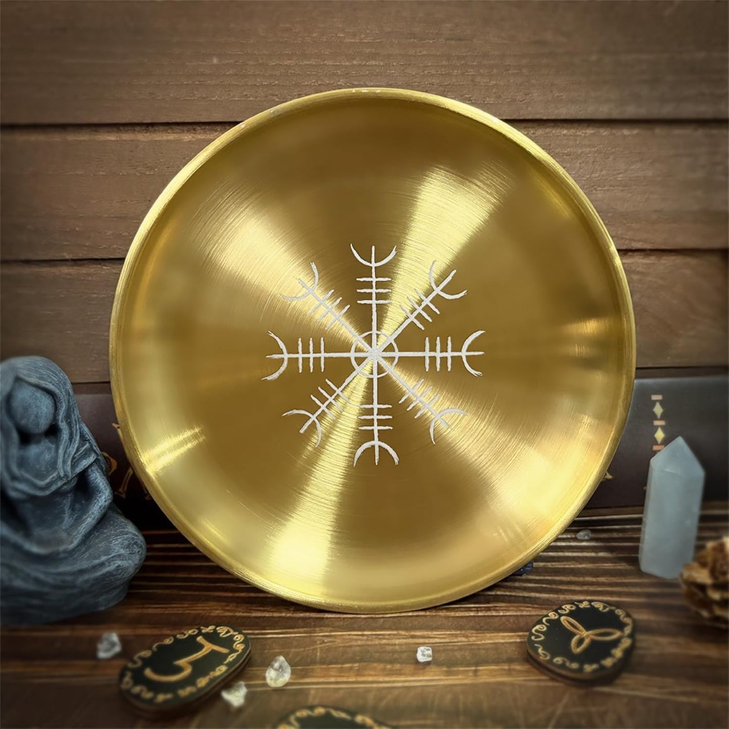 Candlestick Round Plate Pagans Ritual Tray Holder Incenses Burners Home Decoration Jewelry Crystal Storage Tray Jewelry Crystal Storage Trays Organizers