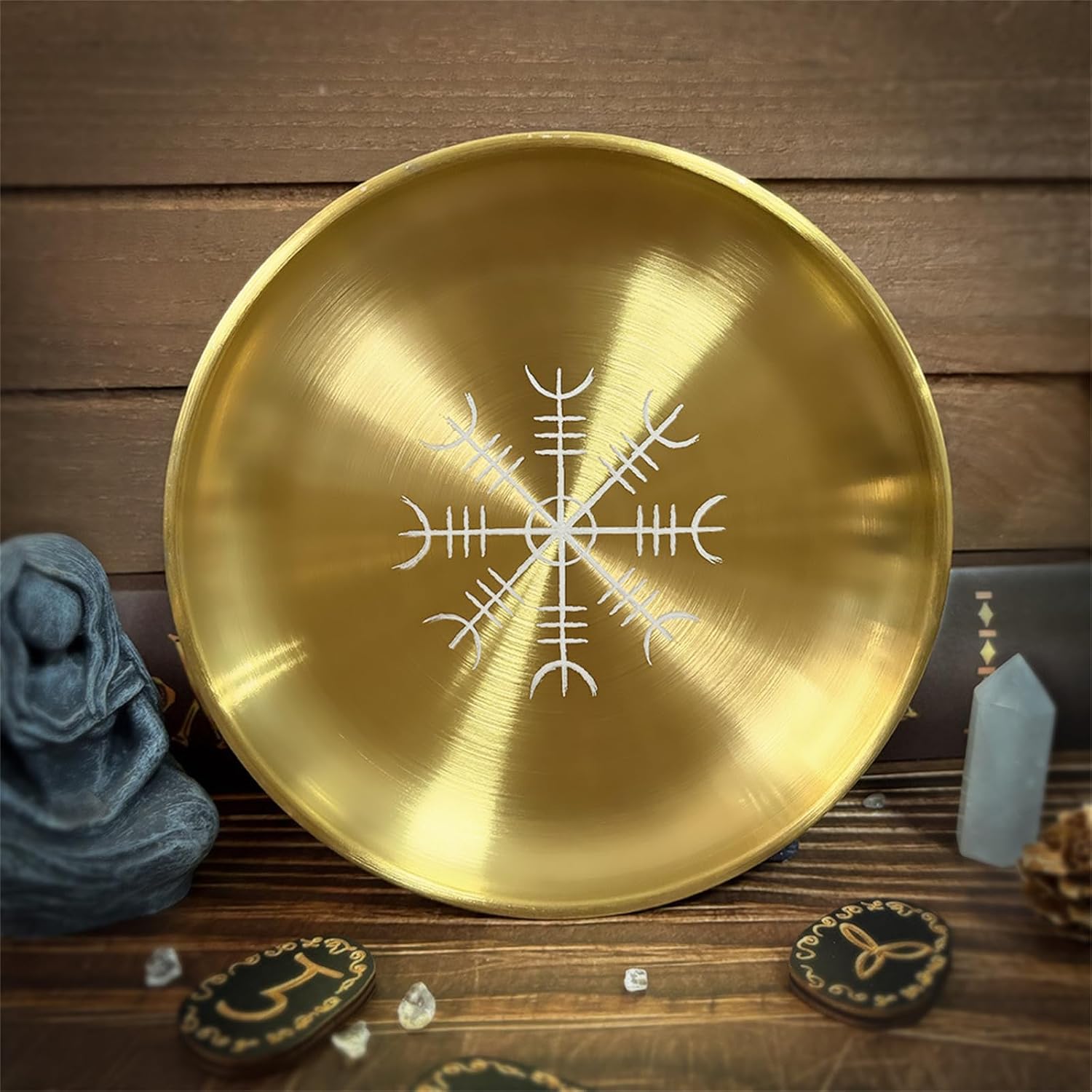 Candlestick Round Plate Pagans Ritual Tray Holder Incenses Burners Home Decoration Jewelry Crystal Storage Tray Jewelry Crystal Storage Trays Organizers