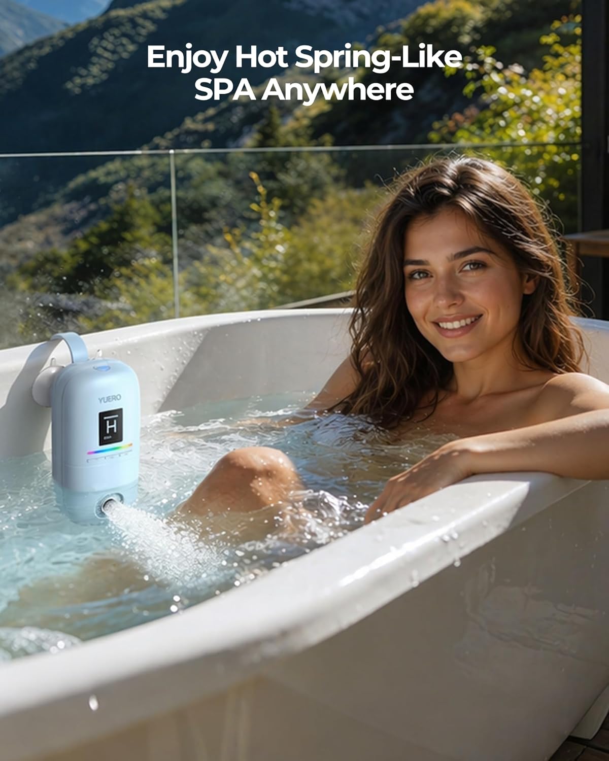 Bath Jets for Tub, Bath Jet or Bubble Mode with 3 Adjustable Speeds, Cordless Waterproof Portable Bathtub Accessories with Suction Cups & Strap, Home Spa Massage, Muscle Relax, Great Gift (Blue)