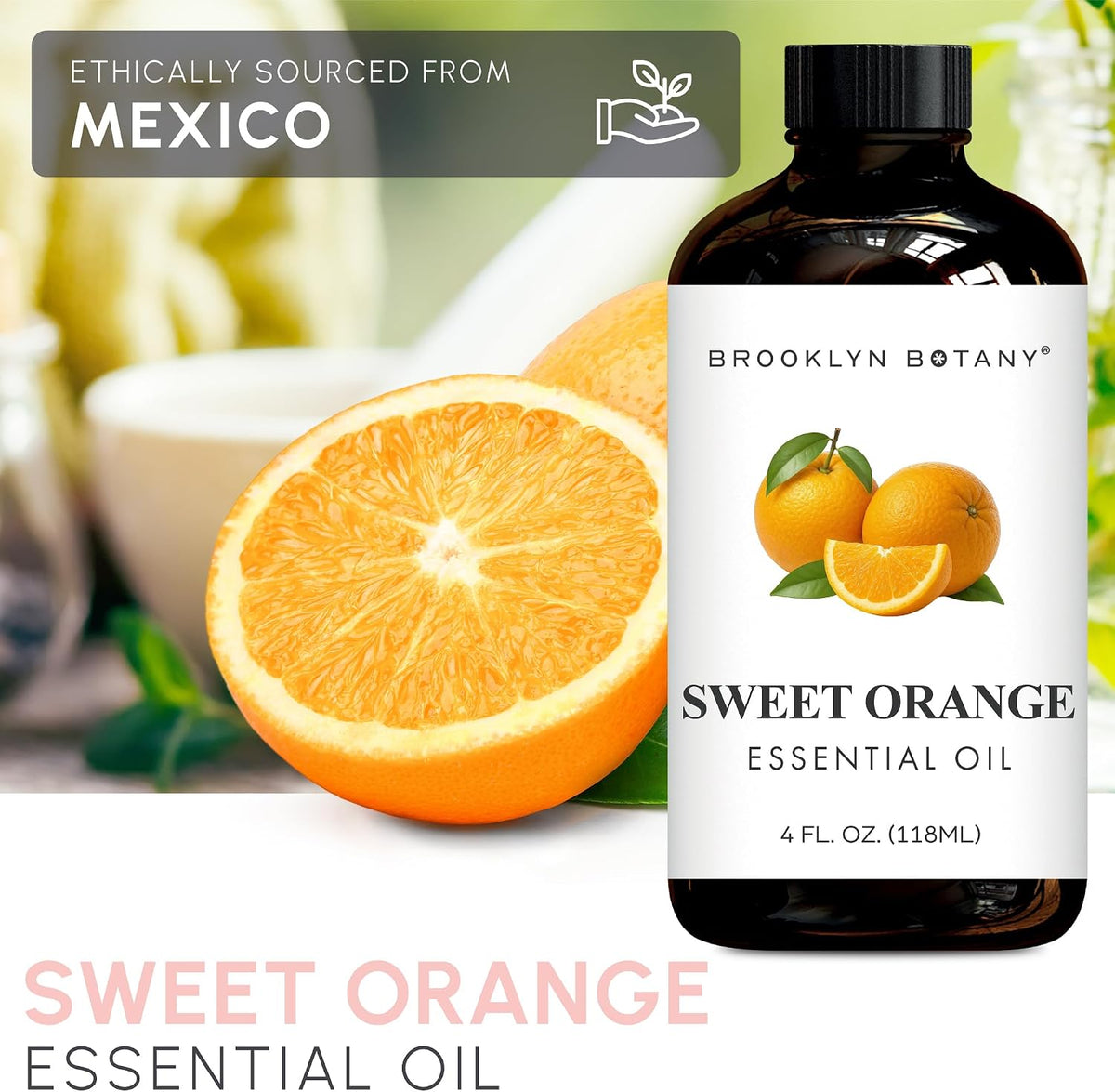 Brooklyn Botany Sweet Orange Essential Oil - Huge 4 Fl Oz
