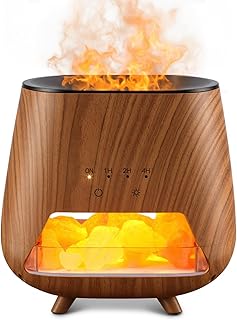 Essential Oil Diffuser for Home: 200ml Aromatherapy Diffuser with Himalayan Pink Salt Rock, Cool Mist Humidifier with Auto Off Function and 9 Colors LED Night Light for Bedroom