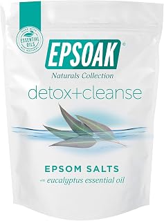 Epsoak Epsom Salt 2 lb. USP Magnesium Sulfate with Detox + Cleanse Scent Resealable Epsom Salt Bag, Made in The USA, Cruelty-Free Certified